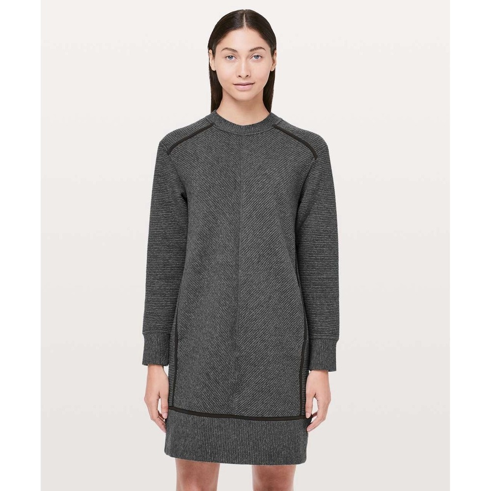 Lululemon On Repeat Dress Womens 4 Heathered Core Dark Gray Athleisure Travel